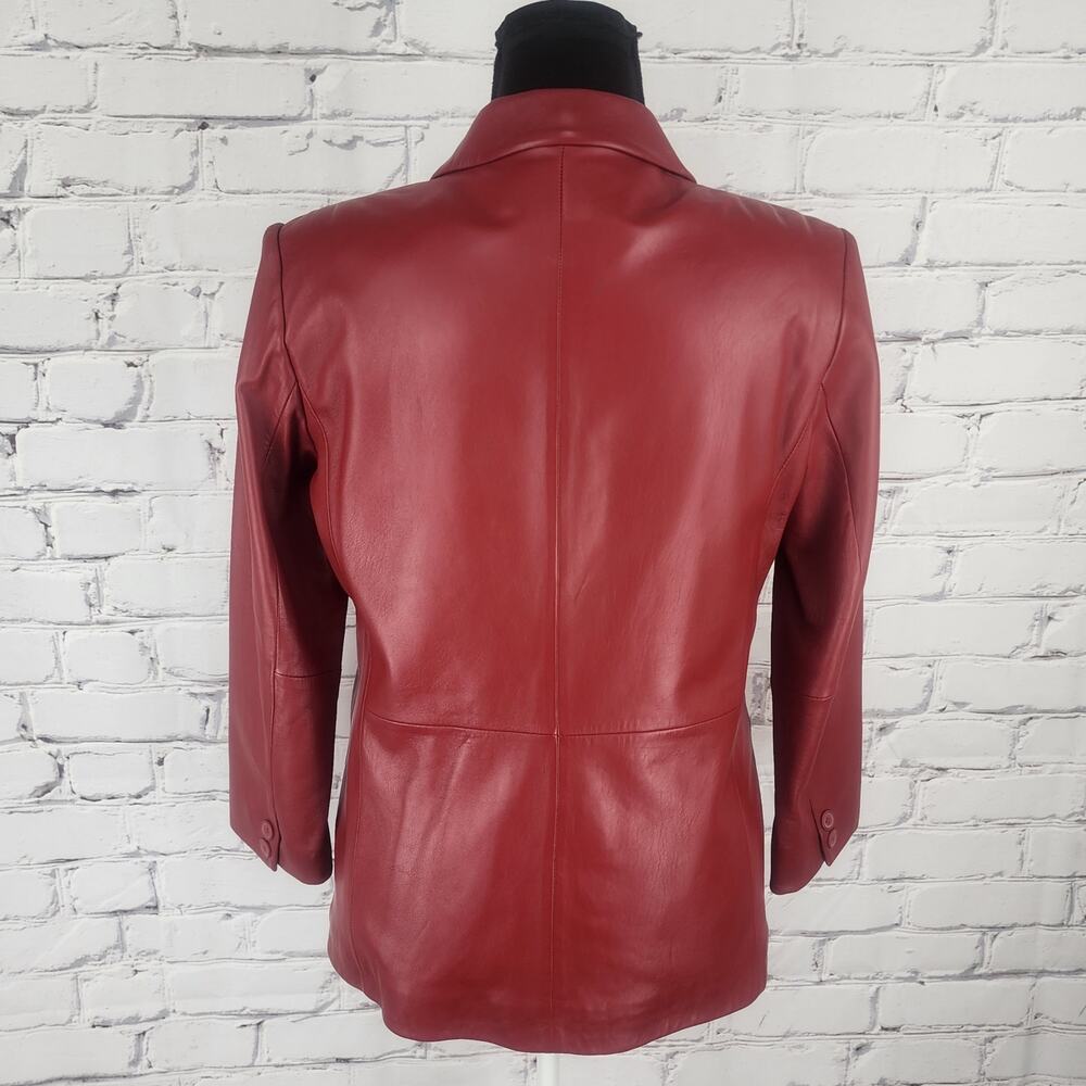 Preston & York Vintage red lambskin leather blazer jacket Womens M - Picture 2 of 7